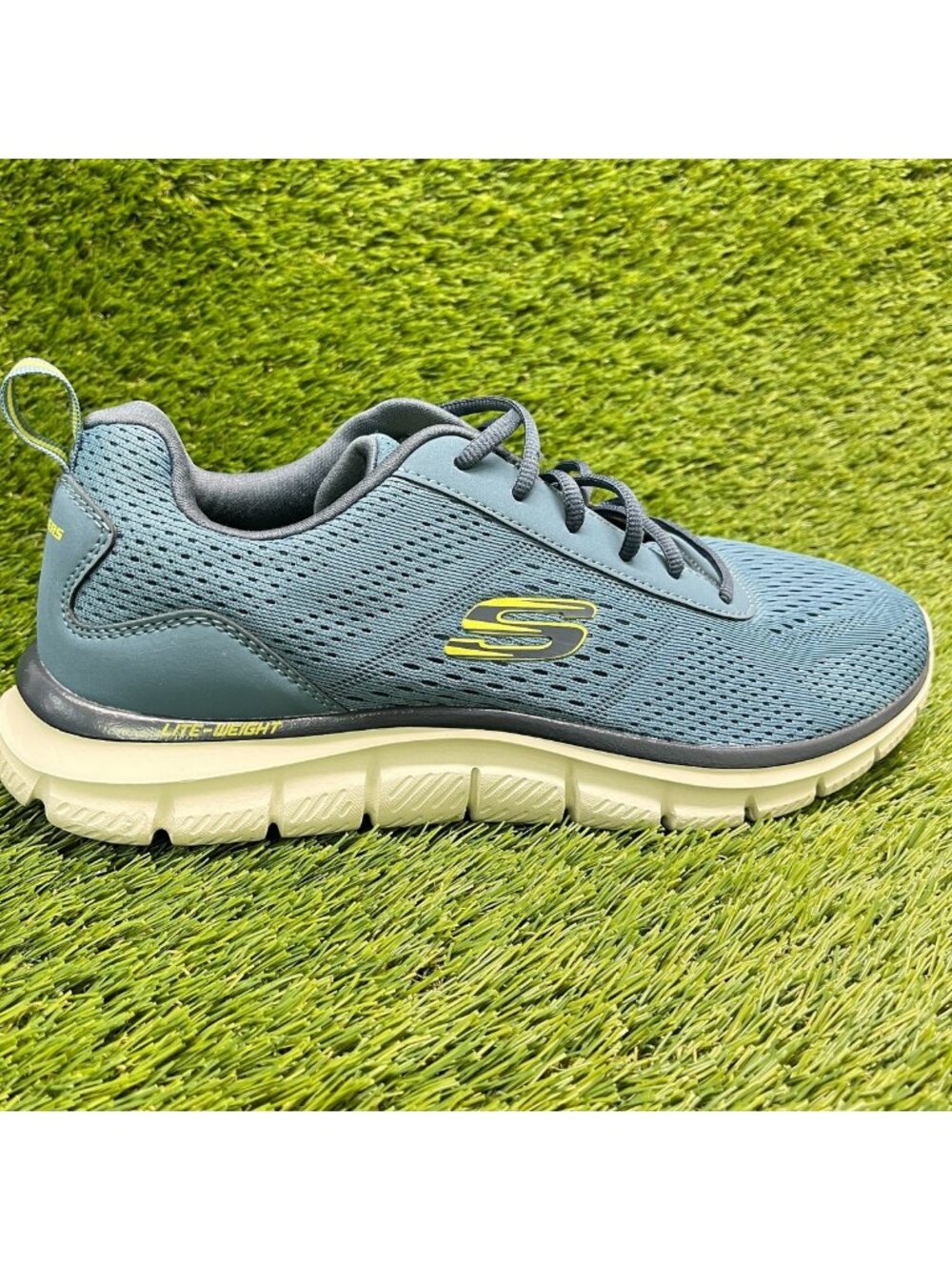 Skechers Track Leshur Mens Size 10 Blue White Athletic Running Shoes Sneakers